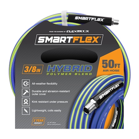 Smartflex Air Hose, 3/8in x 50ft, 1/4in MNPT Fittings HSF3850BL2